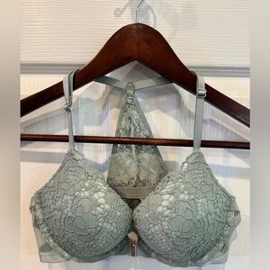 Victorias Secret Very Sexy Bra 34B/C Push Up Plunge Padded Strappy Front Closure